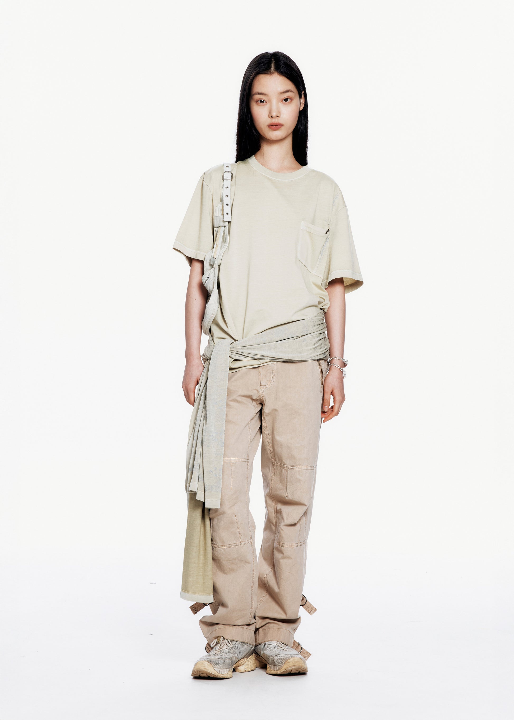 Hyein Seo - Basic T-shirt w/ Graphic Scarf (Sand Beige) product image 5 | TRAB K-Fashion Australia