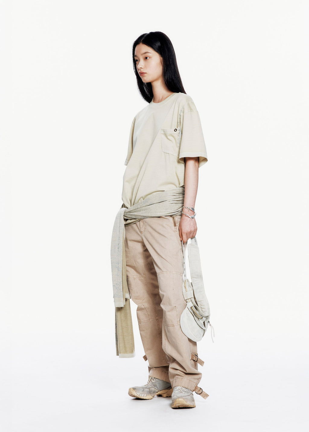 Hyein Seo - Basic T-shirt w/ Graphic Scarf (Sand Beige) product image 7 | TRAB K-Fashion Australia