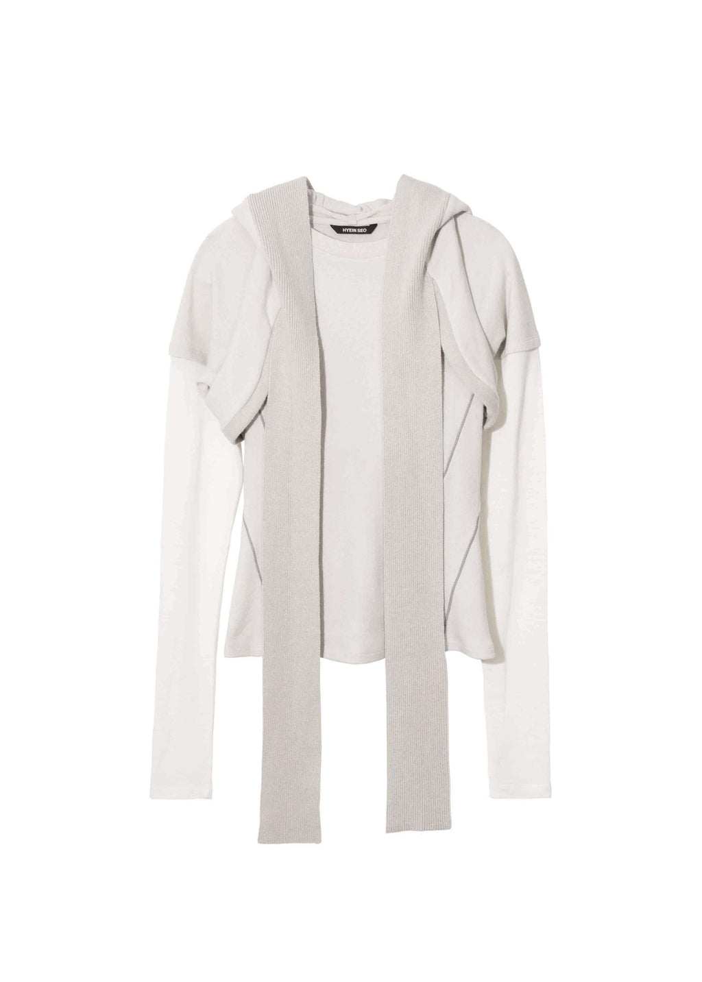 Hyein Seo - Layered T-Shirt w/ Harness Hoodie (French Grey) product image 8 | TRAB K-Fashion Australia