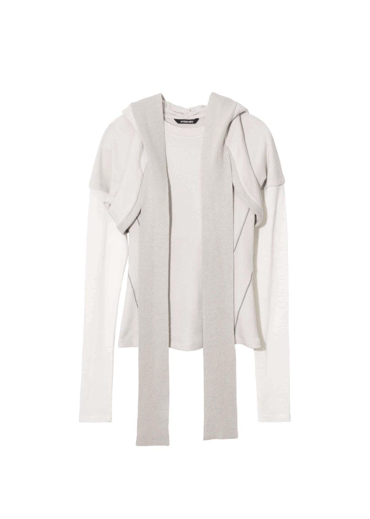 Hyein Seo - Layered T-Shirt w/ Harness Hoodie (French Grey) product image 8 | TRAB K-Fashion Australia