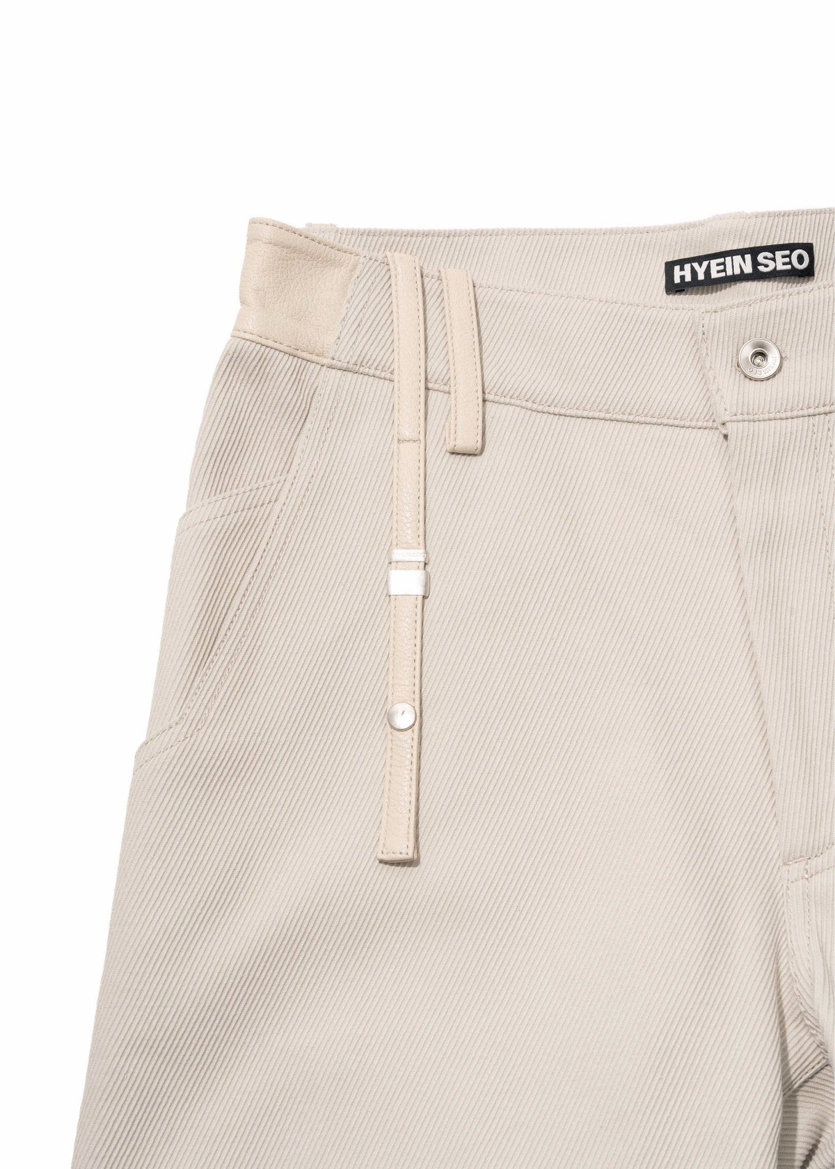 Hyein Seo - Leather-Trim Pants (Ivory) product image 11 | TRAB K-Fashion Australia