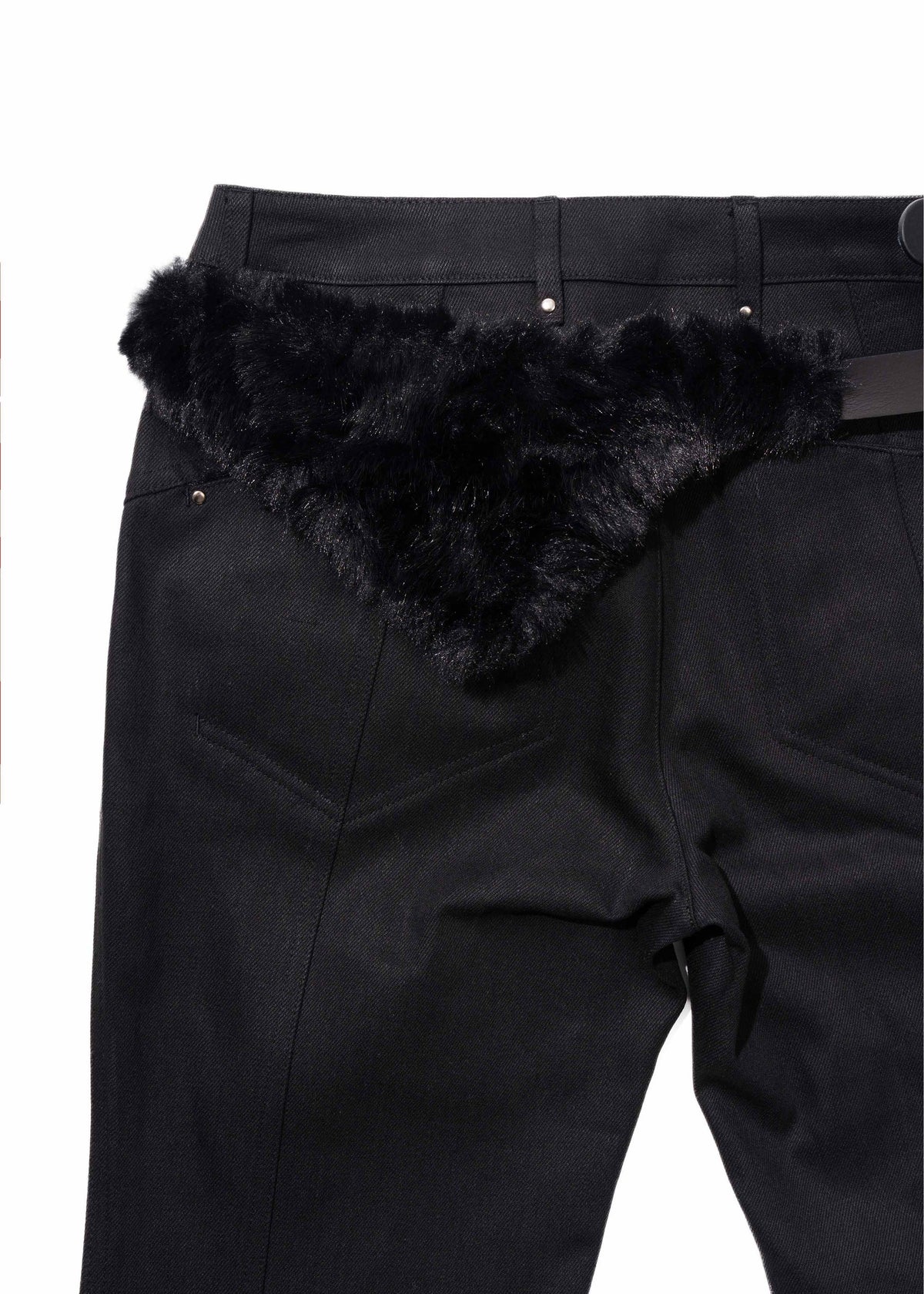 Hyein Seo - Fur Pocket Pants w/ Leather Belt (Black) product image 13 | TRAB K-Fashion Australia