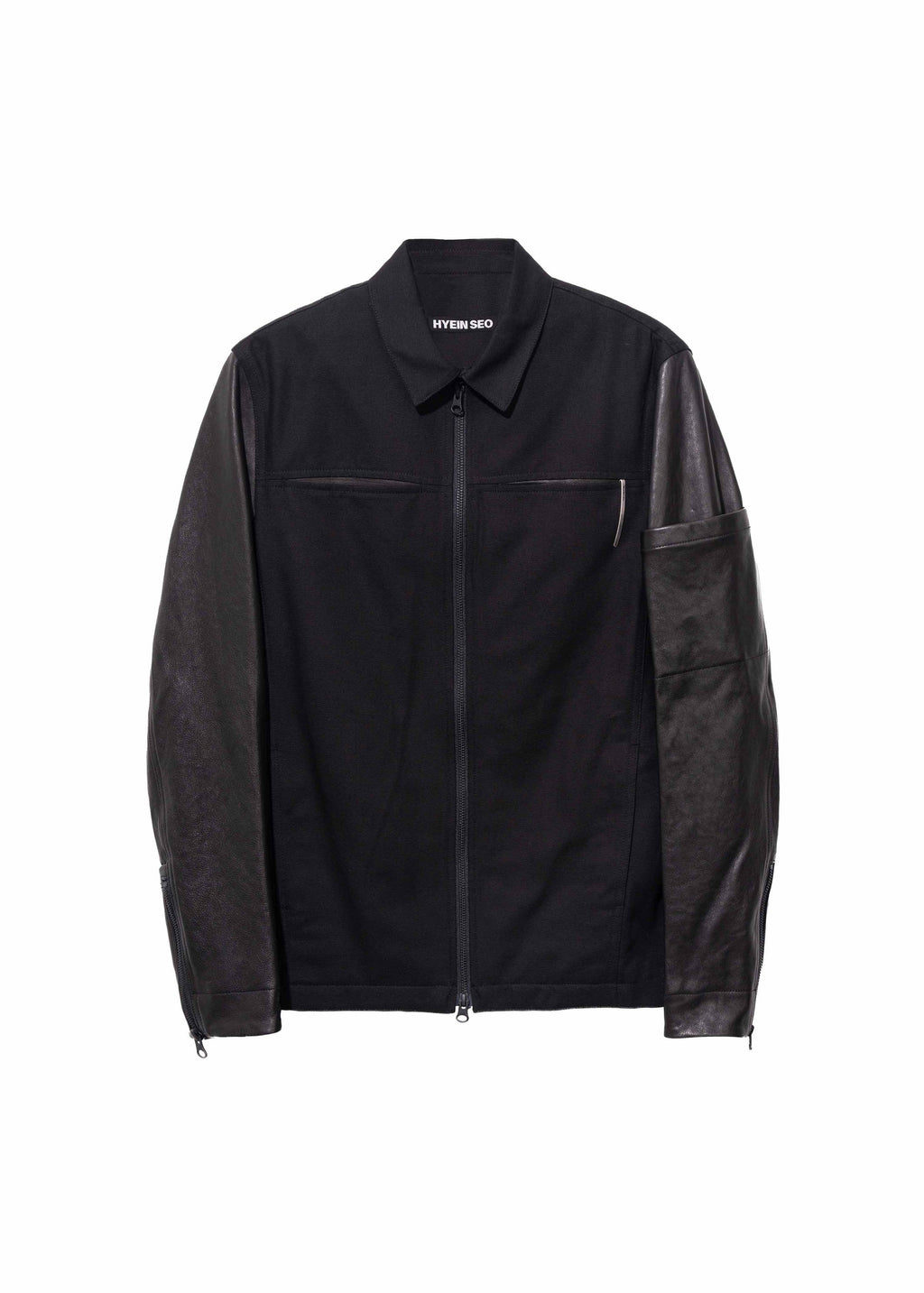 Hyein Seo - Leather-Sleeve Zip Jacket (Black) product image 12 | TRAB K-Fashion Australia