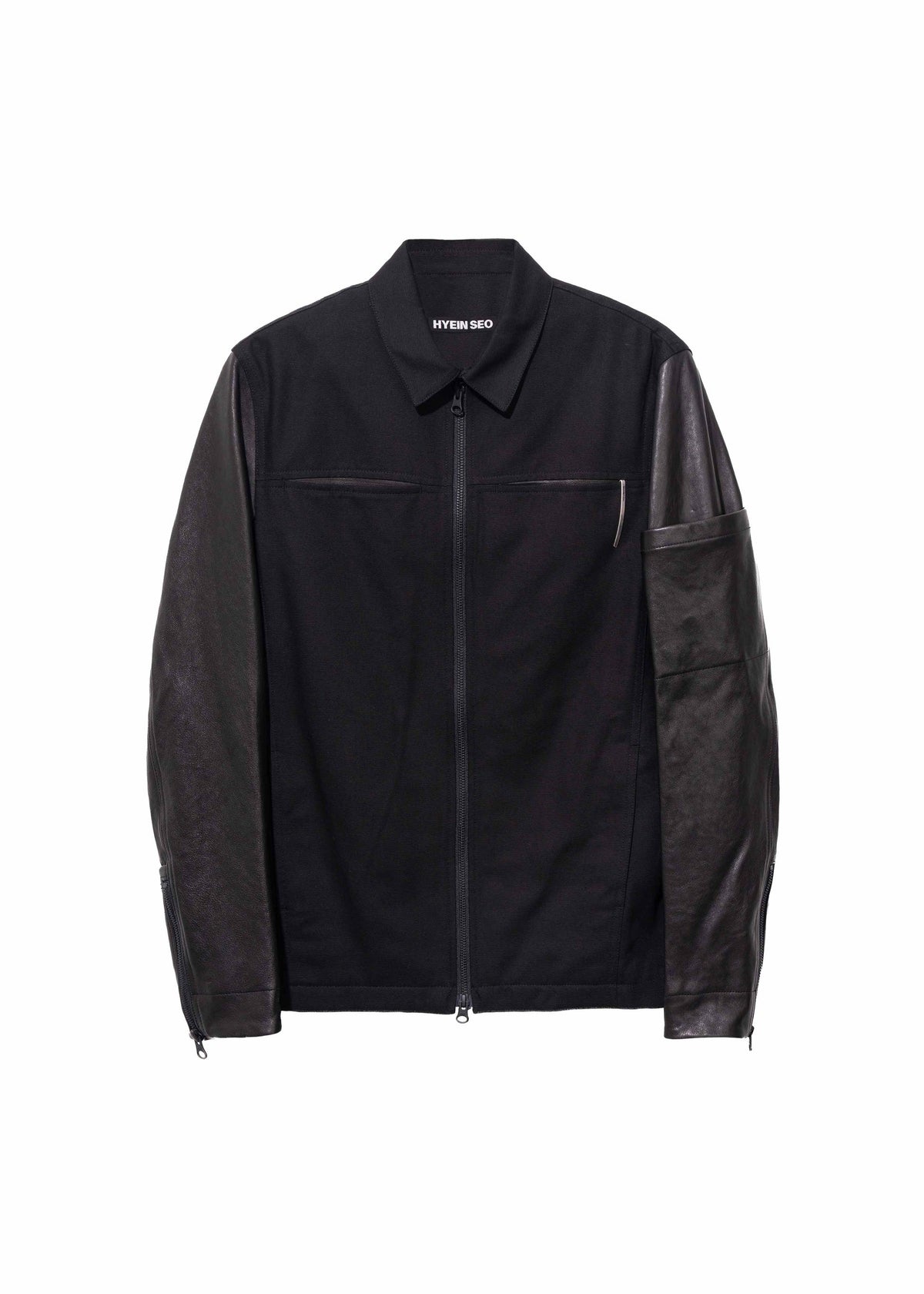 Hyein Seo - Leather-Sleeve Zip Jacket (Black) product image 12 | TRAB K-Fashion Australia
