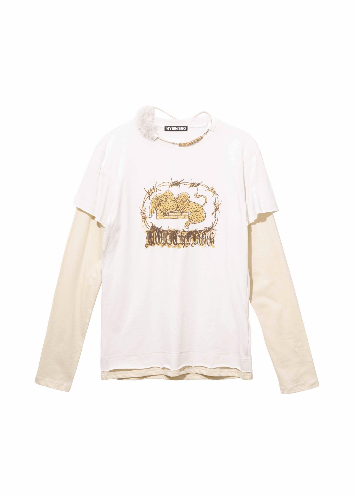 Hyein Seo - Graphic T-Shirt w/ Necklace (Ivory) product image 6 | TRAB K-Fashion Australia