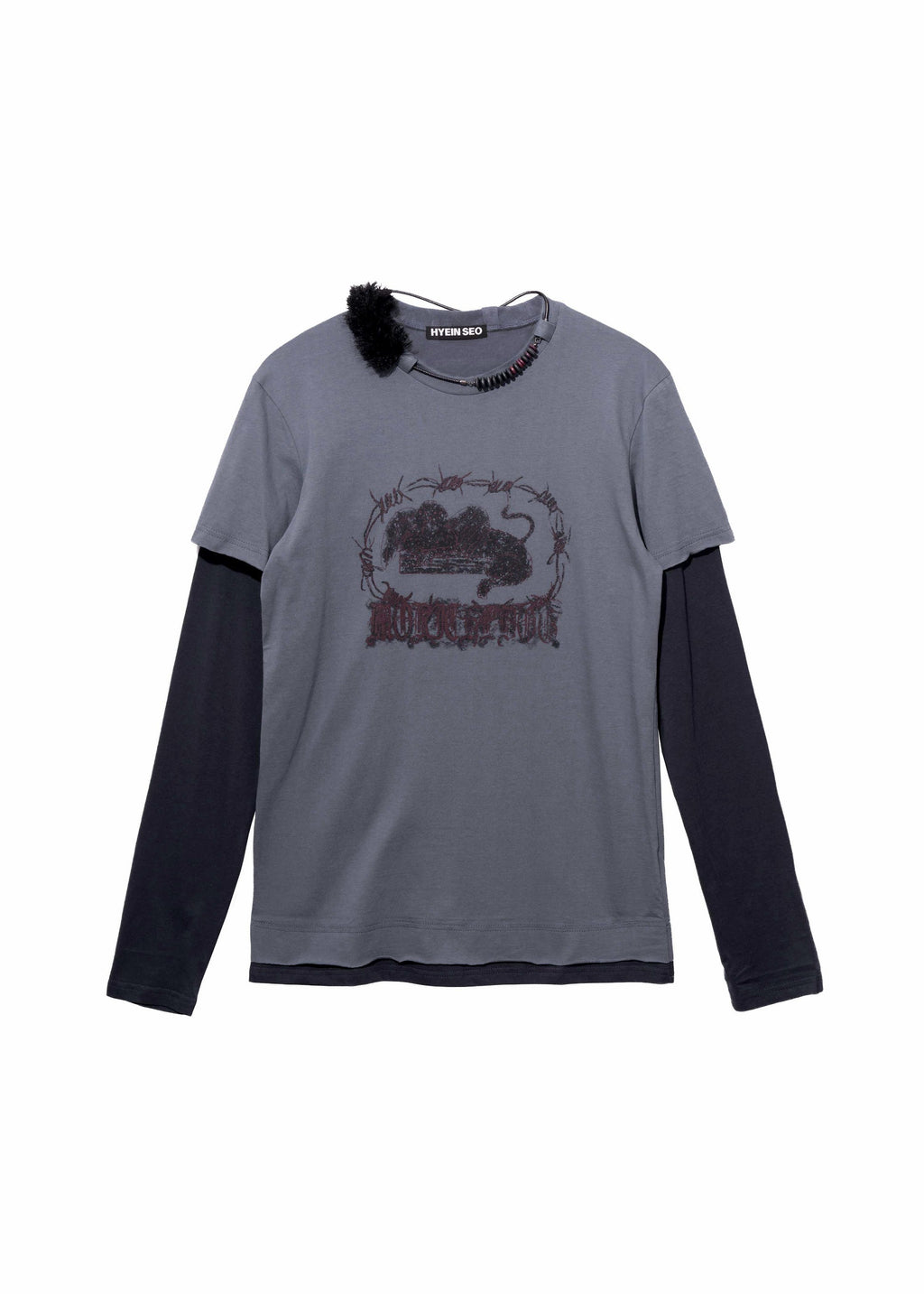 Hyein Seo - Graphic T-Shirt w/ Necklace (Slate Grey) product image 7 | TRAB K-Fashion Australia