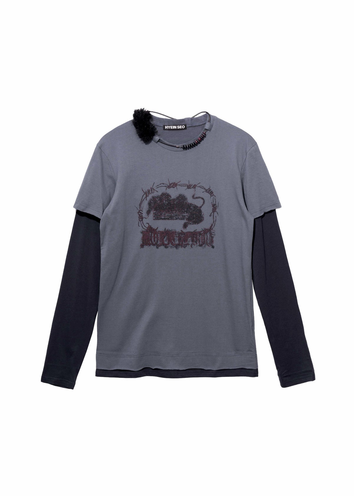 Hyein Seo - Graphic T-Shirt w/ Necklace (Slate Grey) product image 7 | TRAB K-Fashion Australia