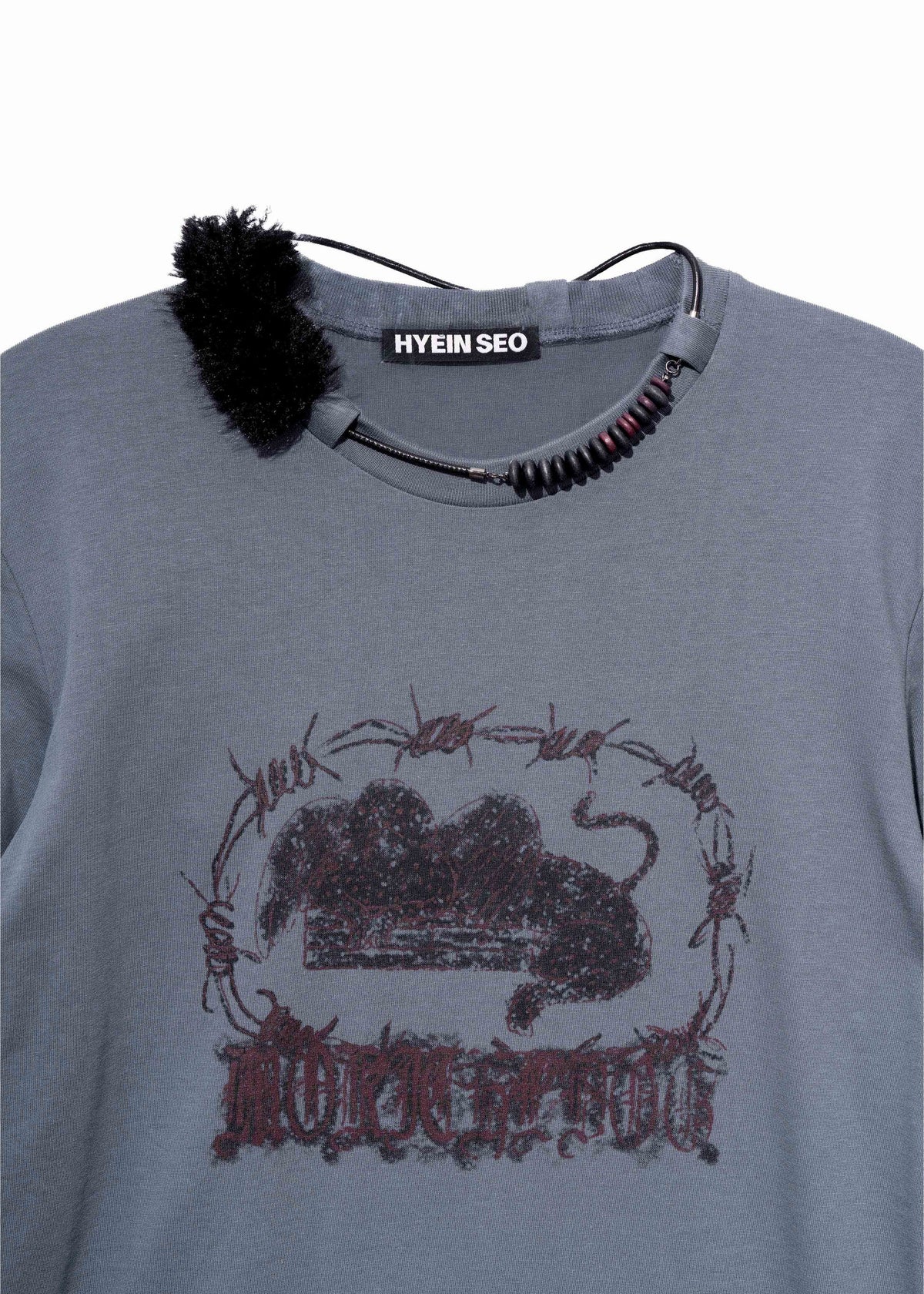 Hyein Seo - Graphic T-Shirt w/ Necklace (Slate Grey) product image 9 | TRAB K-Fashion Australia