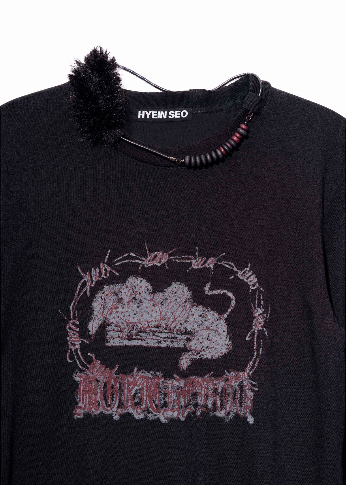 Hyein Seo - Graphic T-Shirt w/ Necklace (Black) product image 12 | TRAB K-Fashion Australia