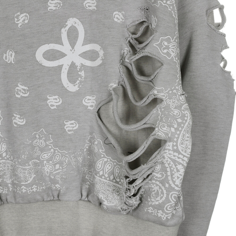 Surgery - Paisley Destroyed Hoodie (Melange Grey) product image 4 | TRAB K-Fashion Australia