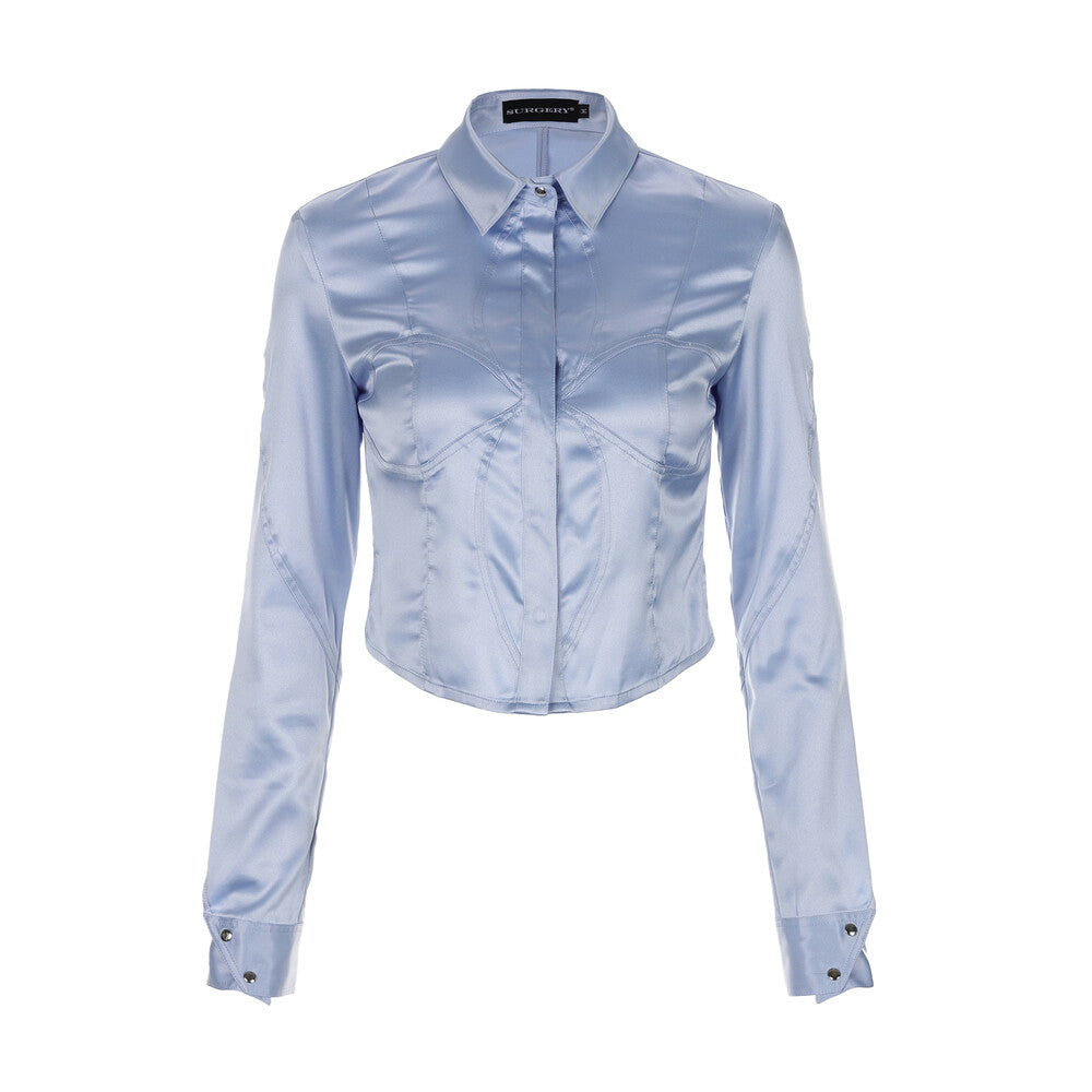 Surgery - Clover Women Crop Shirts (Sky Blue) product image 1 | TRAB K-Fashion Australia