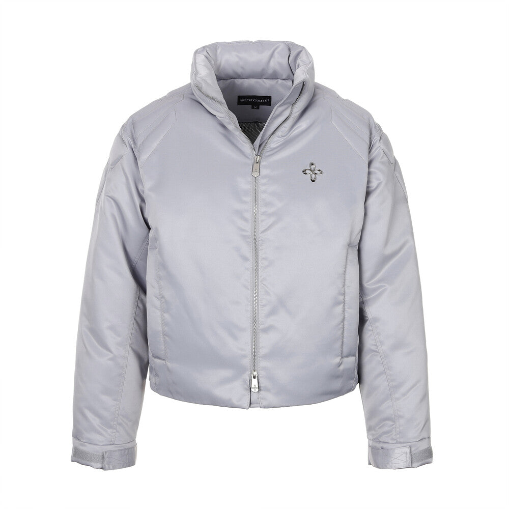 Surgery - Biker Embossing Puffer Jacket (Grey) product image 1 | TRAB K-Fashion Australia