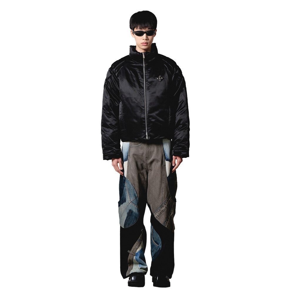 Surgery - Biker Embossing Puffer Jacket (Black) product image 2 | TRAB K-Fashion Australia