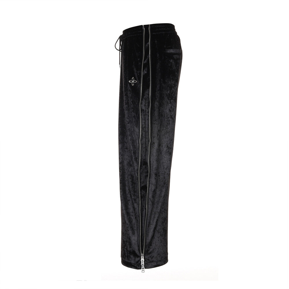 Surgery - Side Zip Velvet Wide Track Pants (Black) product image 7 | TRAB K-Fashion Australia