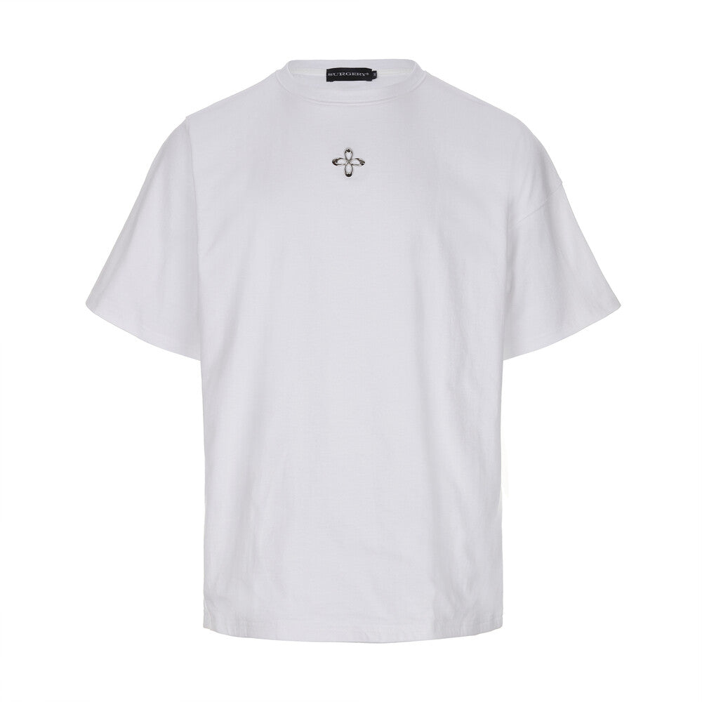 Surgery - Unbalance Metal Clover Logo T-shirts (White) product image 1 | TRAB K-Fashion Australia