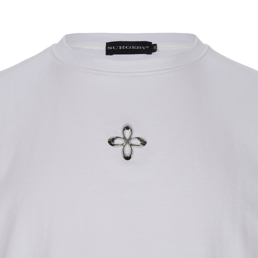 Surgery - Unbalance Metal Clover Logo T-shirts (White) product image 3 | TRAB K-Fashion Australia