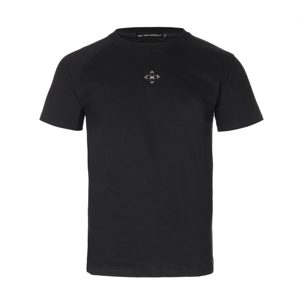 Surgery - Unbalance Metal Clover Logo Slim T-shirts (Black) product image 1 | TRAB K-Fashion Australia