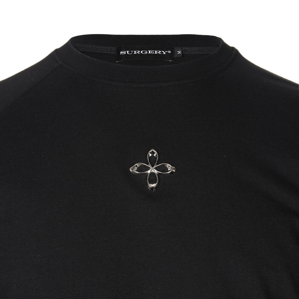 Surgery - Unbalance Metal Clover Logo Slim T-shirts (Black) product image 3 | TRAB K-Fashion Australia