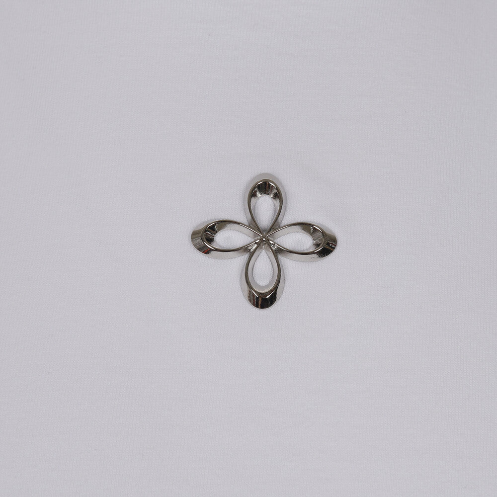 Surgery - Unbalance Metal Clover Logo Slim T-shirts (White) product image 4 | TRAB K-Fashion Australia