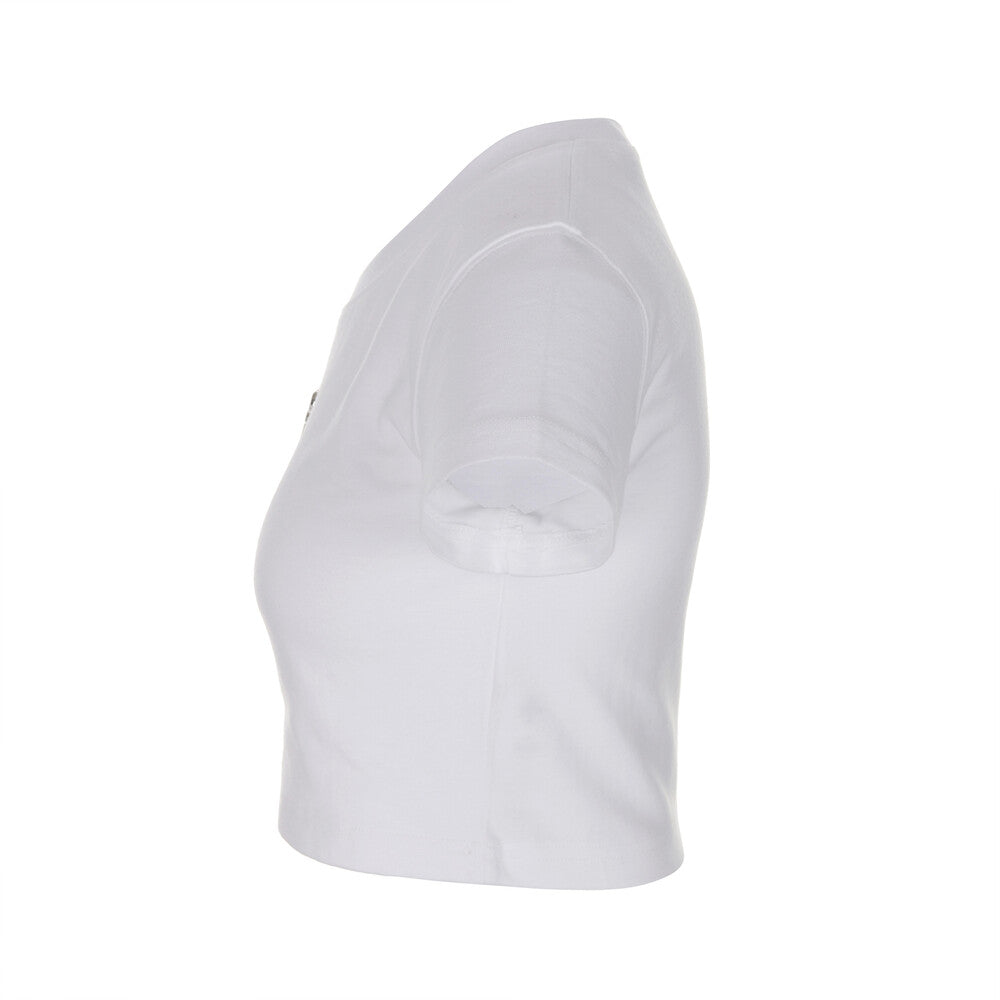 Surgery - Unbalance Metal Clover Logo Crop T-shirts (White) product image 3 | TRAB K-Fashion Australia