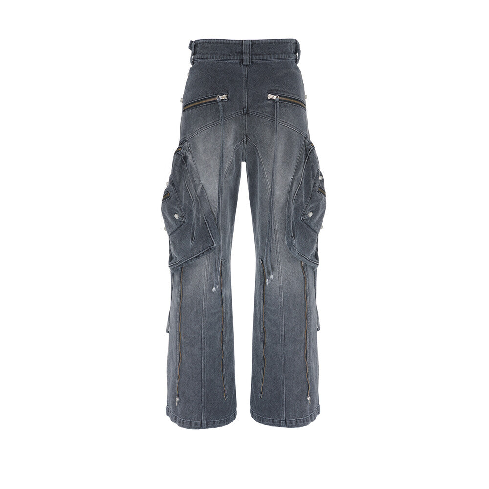 Surgery - Oblique Cargo Jeans (Black Denim) product image 2 | TRAB K-Fashion Australia
