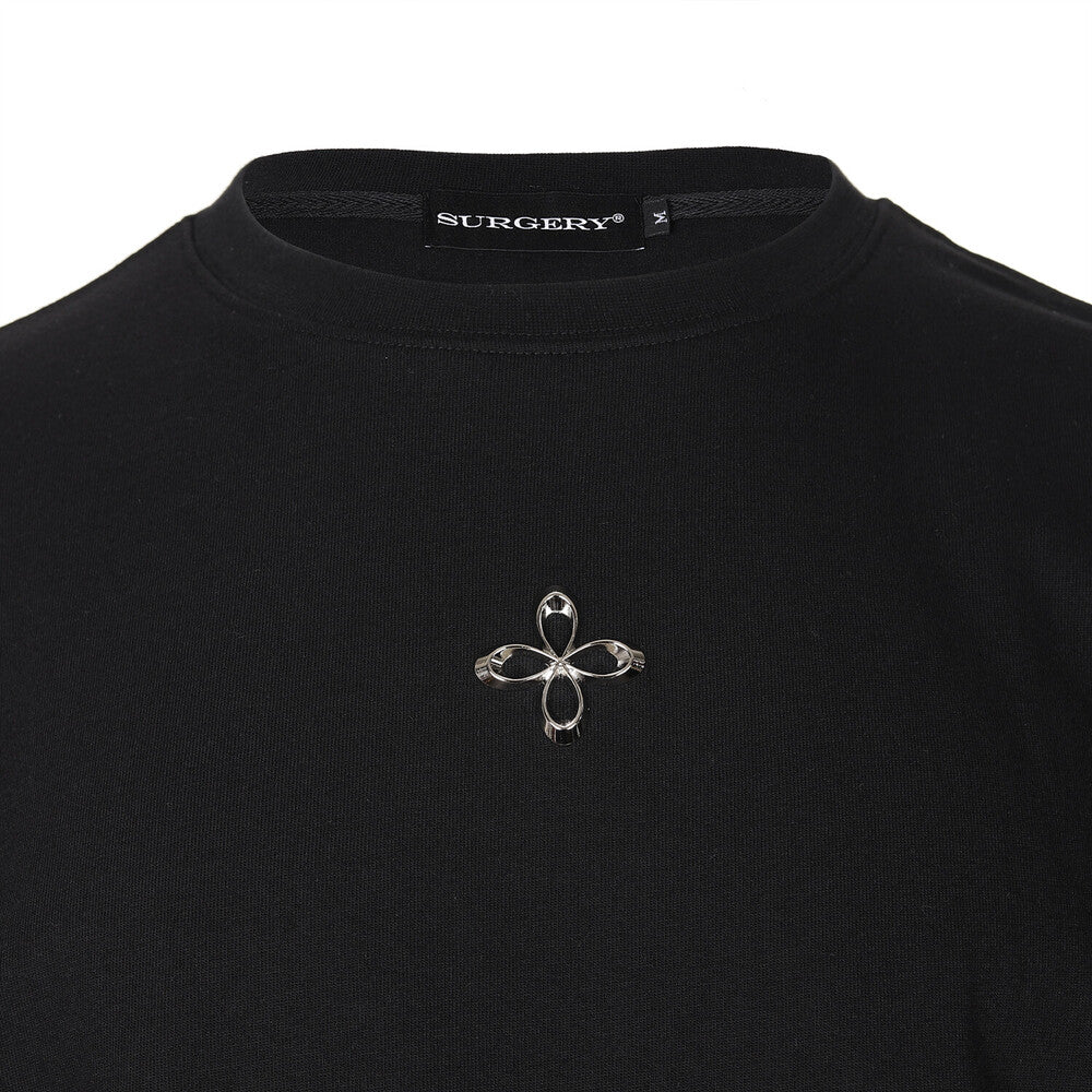Surgery - Unbalance Metal Clover Logo T-shirts (Black) product image 3 | TRAB K-Fashion Australia