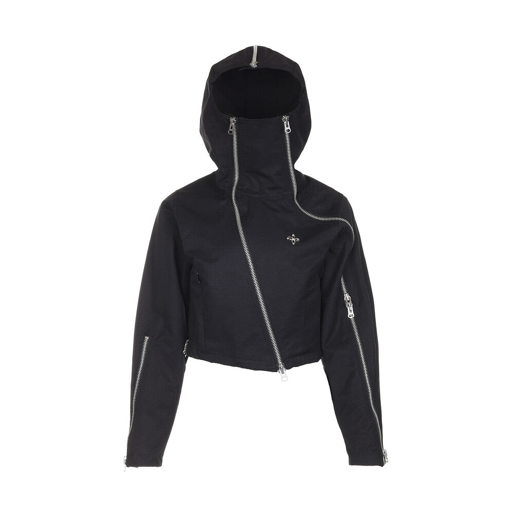 Surgery - Technical Tripple Zip Crop Hood Jacket (Black) product image 1 | TRAB K-Fashion Australia