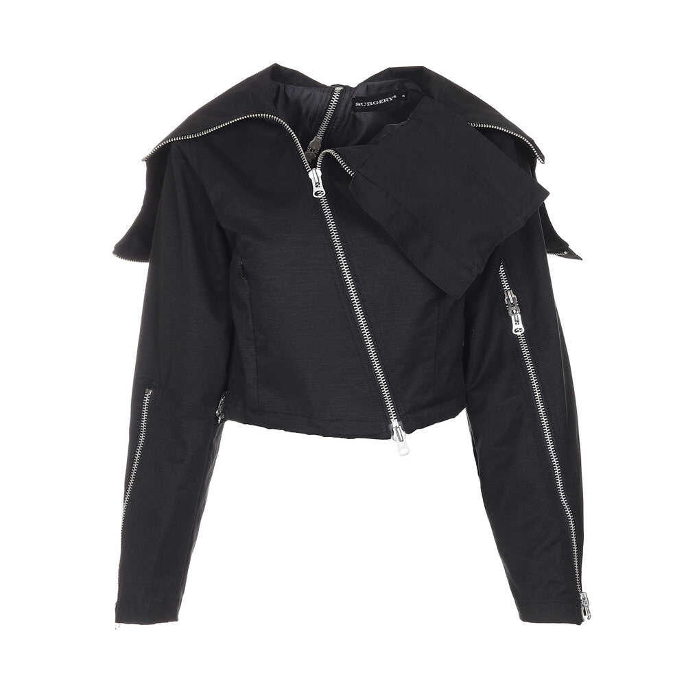 Surgery - Technical Tripple Zip Crop Hood Jacket (Black) product image 4 | TRAB K-Fashion Australia