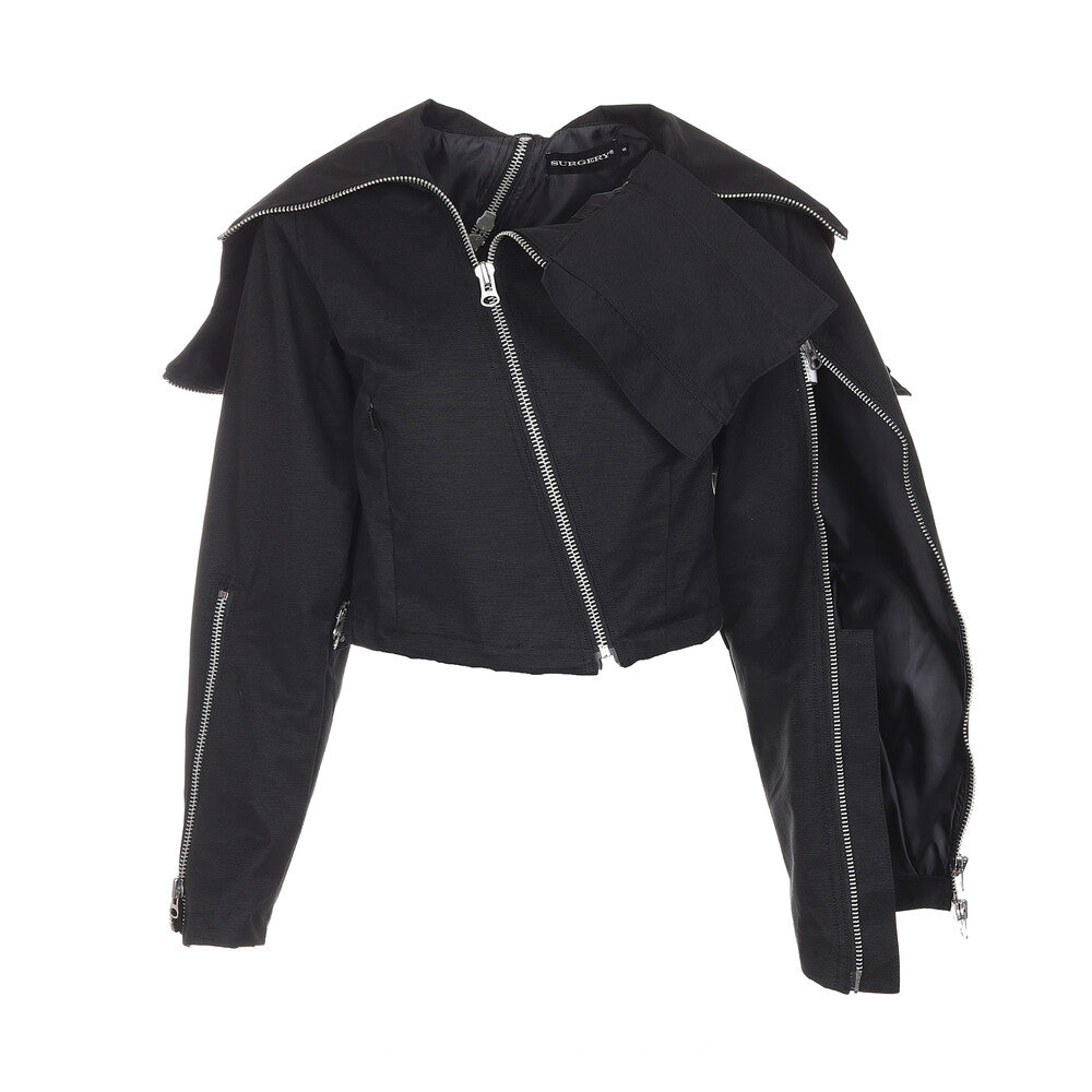 Surgery - Technical Tripple Zip Crop Hood Jacket (Black) product image 5 | TRAB K-Fashion Australia