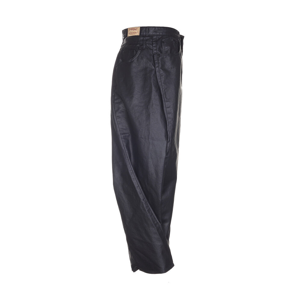 Surgery - Double Folding Over Wide Baggy Jeans (Coated Black) product image 3 | TRAB K-Fashion Australia