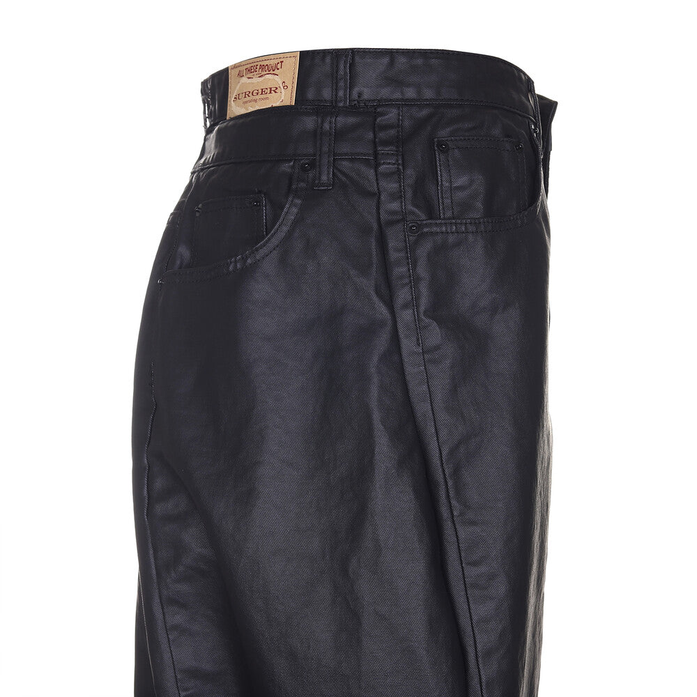Surgery - Double Folding Over Wide Baggy Jeans (Coated Black) product image 8 | TRAB K-Fashion Australia