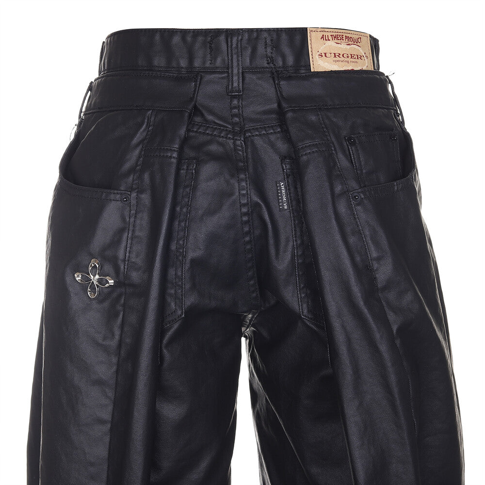 Surgery - Double Folding Over Wide Baggy Jeans (Coated Black) product image 7 | TRAB K-Fashion Australia