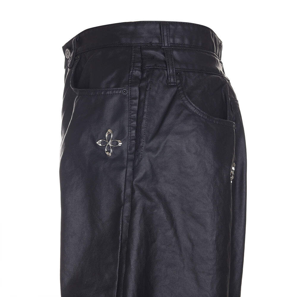 Surgery - Double Folding Over Wide Baggy Jeans (Coated Black) product image 6 | TRAB K-Fashion Australia