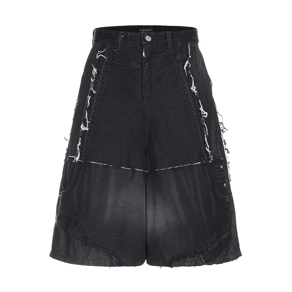 Surgery - Remake Denim Bermuda Pants (Black Denim) product image 1 | TRAB K-Fashion Australia