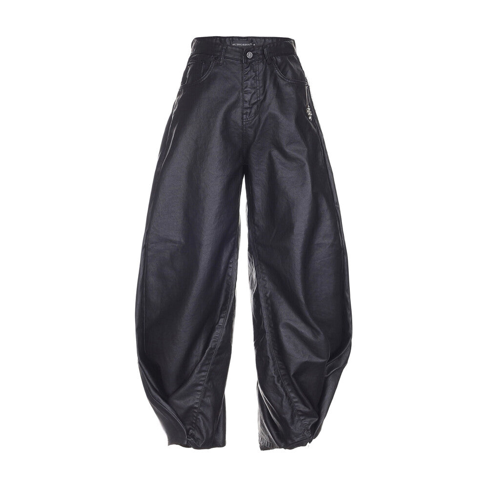 Surgery - Double Folding Over Wide Baggy Jeans (Coated Black) product image 1 | TRAB K-Fashion Australia
