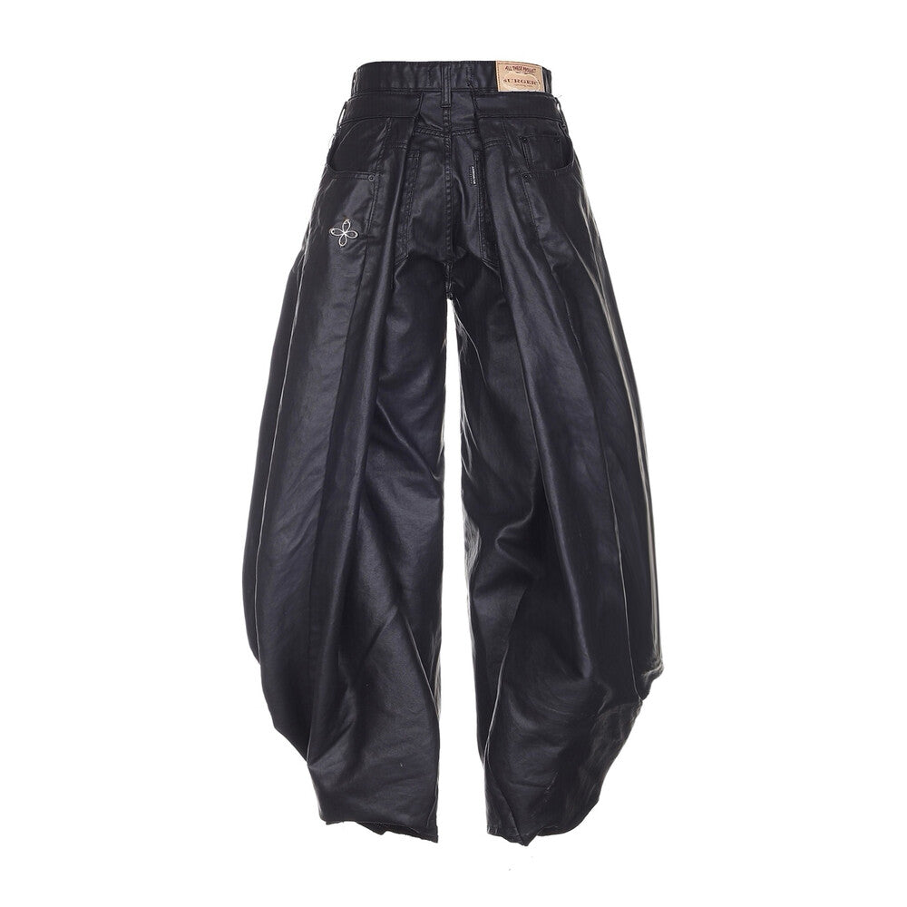 Surgery - Double Folding Over Wide Baggy Jeans (Coated Black) product image 2 | TRAB K-Fashion Australia