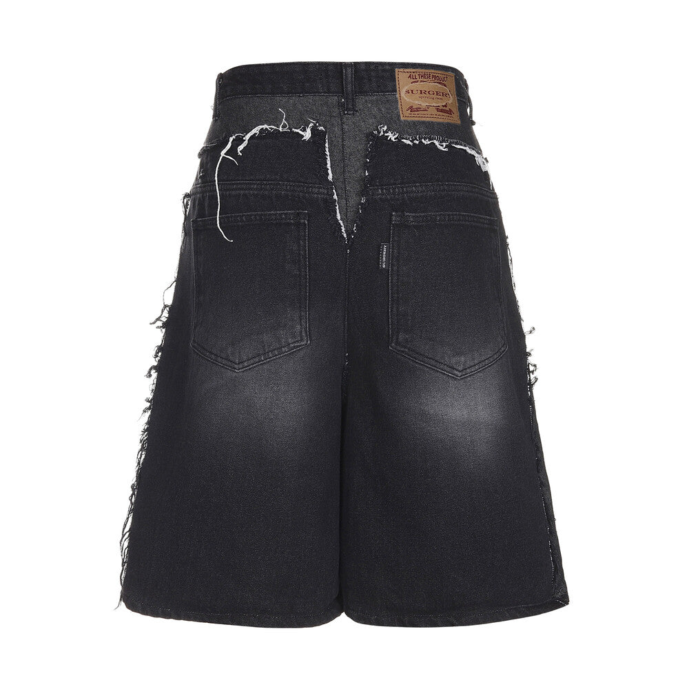 Surgery - Remake Denim Bermuda Pants (Black Denim) product image 2 | TRAB K-Fashion Australia