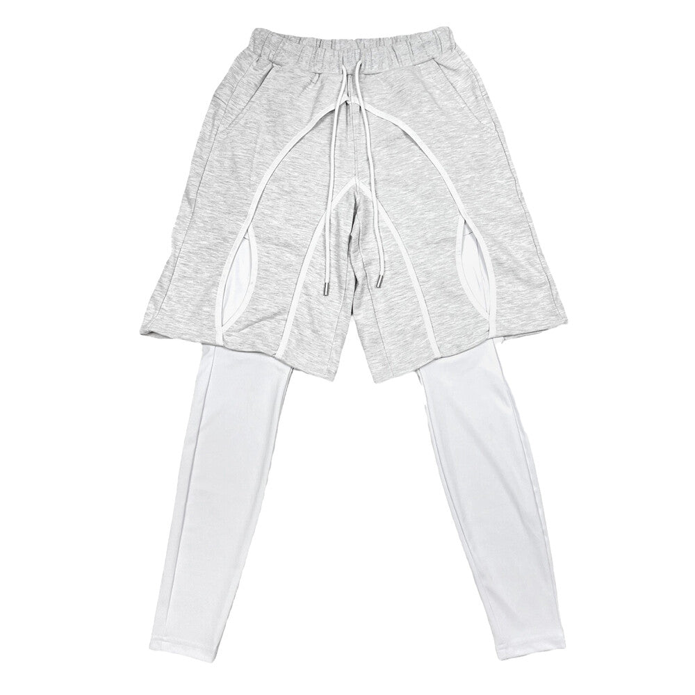 Surgery - Curve Layered Shorts Leggings (White Melange) product image 1 | TRAB K-Fashion Australia