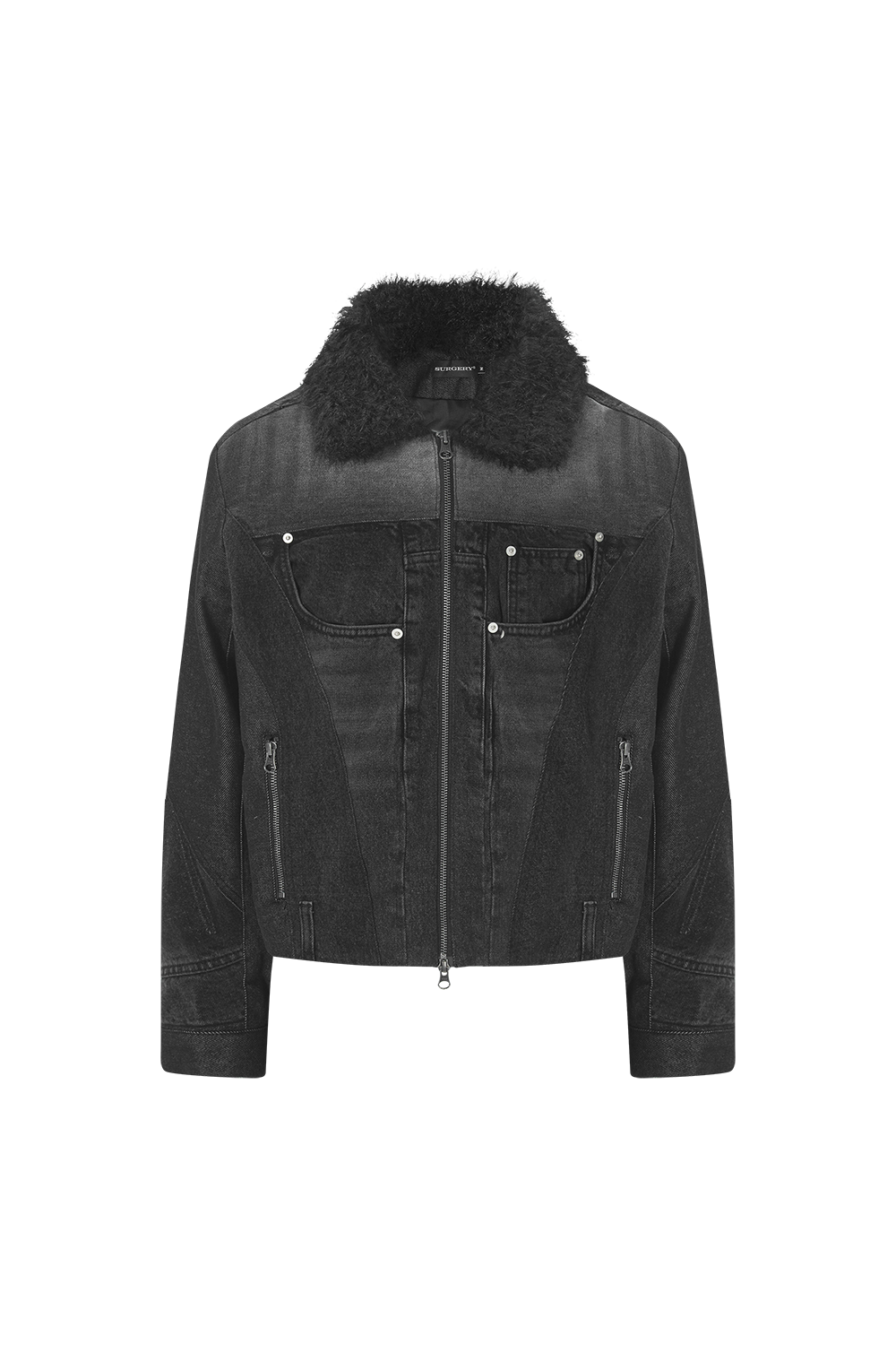 Surgery - Fur Trimming Denim Jacket (Black) product image 1 | TRAB K-Fashion Australia