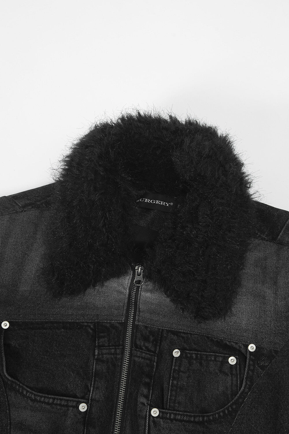 Surgery - Fur Trimming Denim Jacket (Black) product image 3 | TRAB K-Fashion Australia