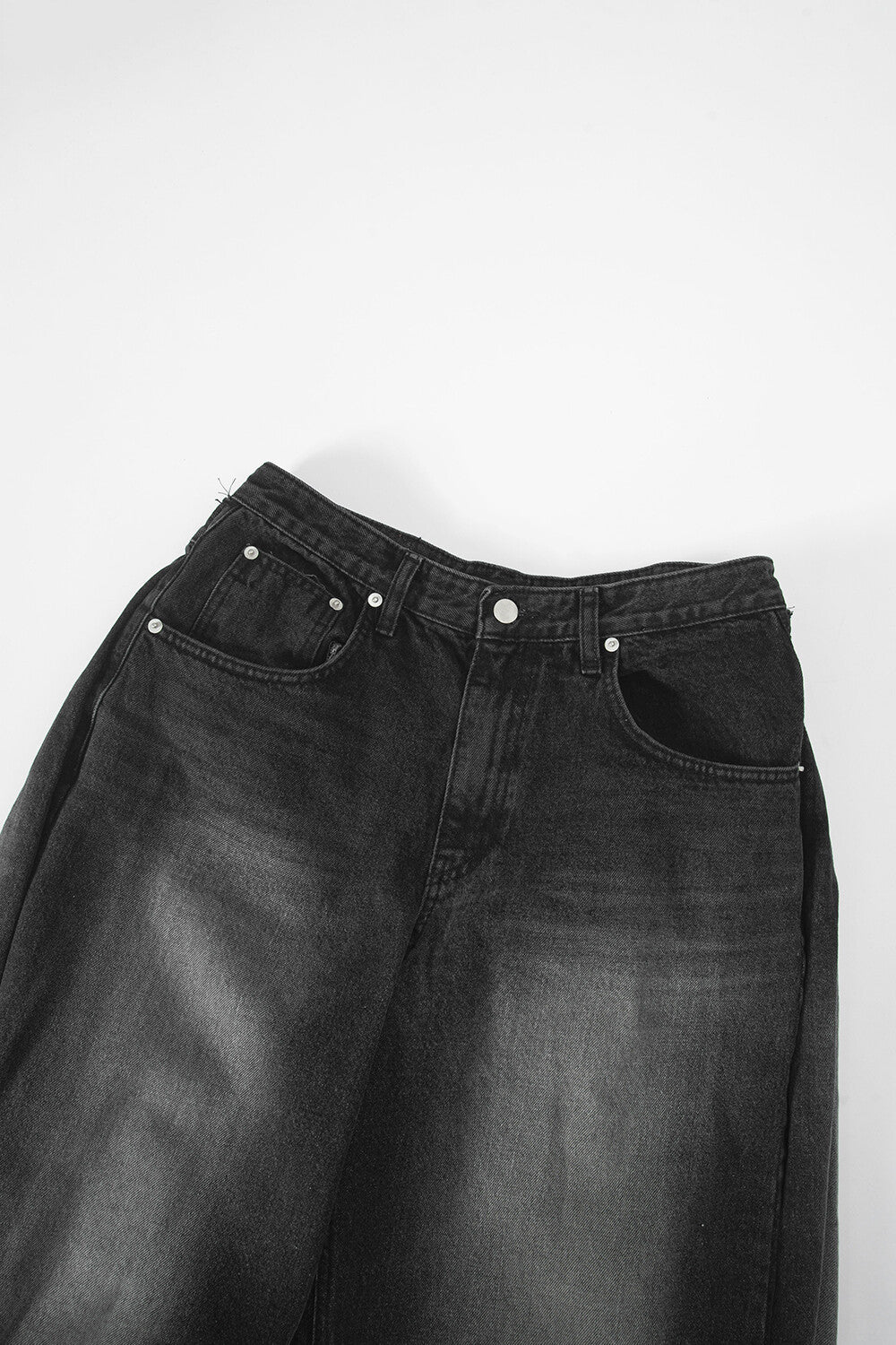 Surgery - Double Folding Over Wide Baggy Jeans (Black Denim) product image 3 | TRAB K-Fashion Australia