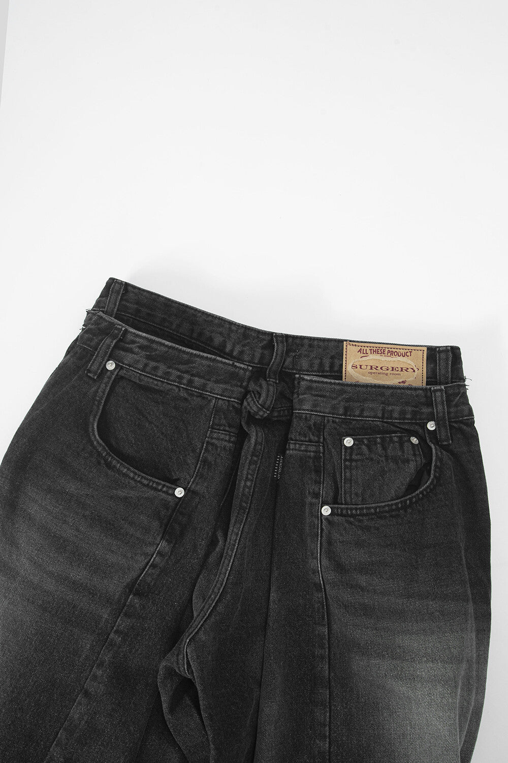 Surgery - Double Folding Over Wide Baggy Jeans (Black Denim) product image 4 | TRAB K-Fashion Australia