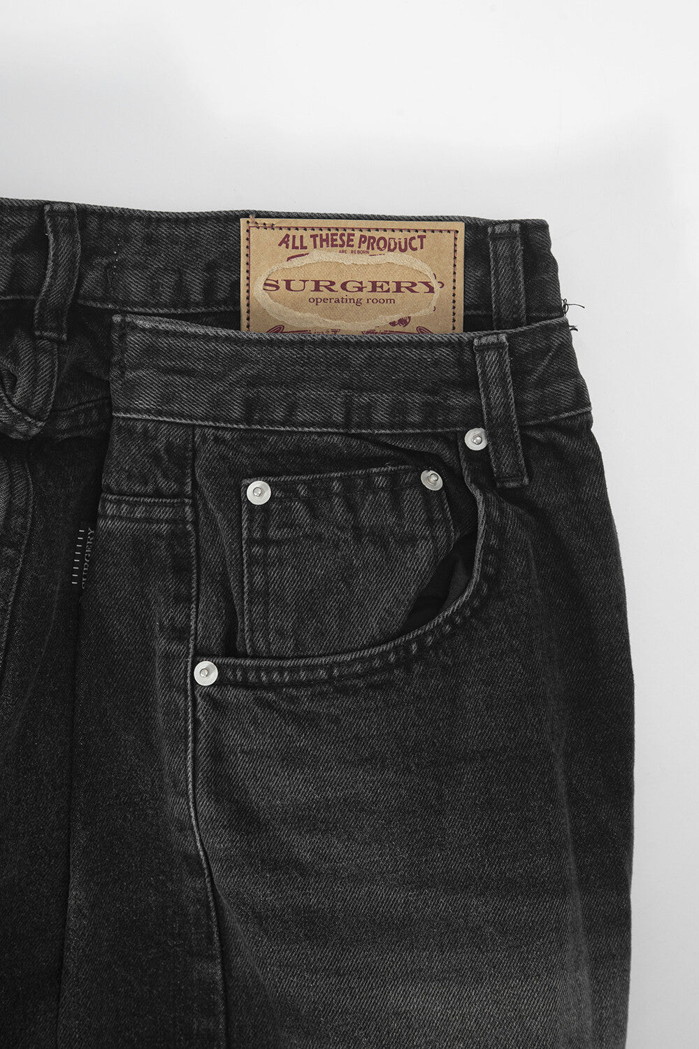 Surgery - Double Folding Over Wide Baggy Jeans (Black Denim) product image 6 | TRAB K-Fashion Australia