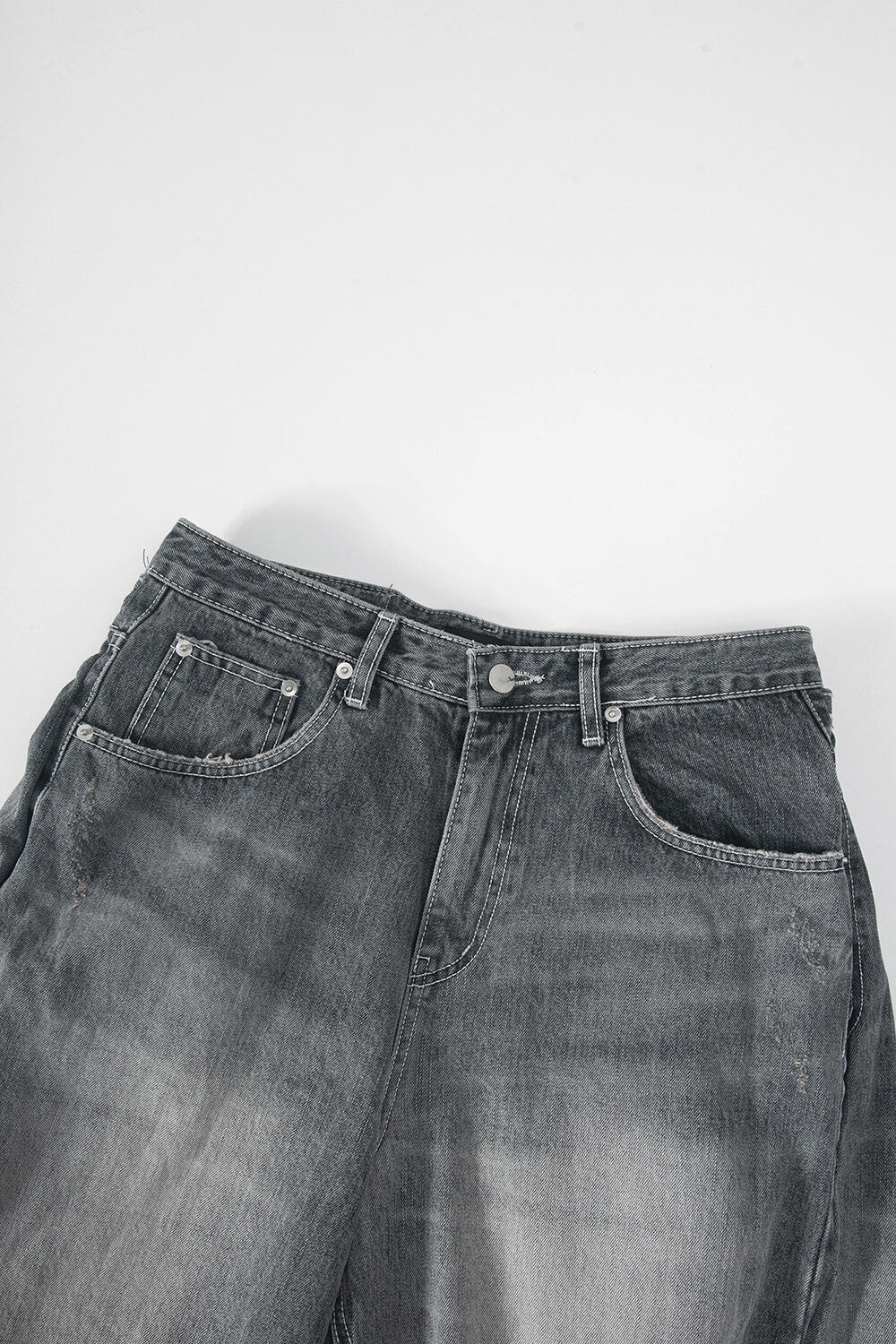 Surgery - Double Folding Over Wide Baggy Jeans (Grey Denim) product image 3 | TRAB K-Fashion Australia