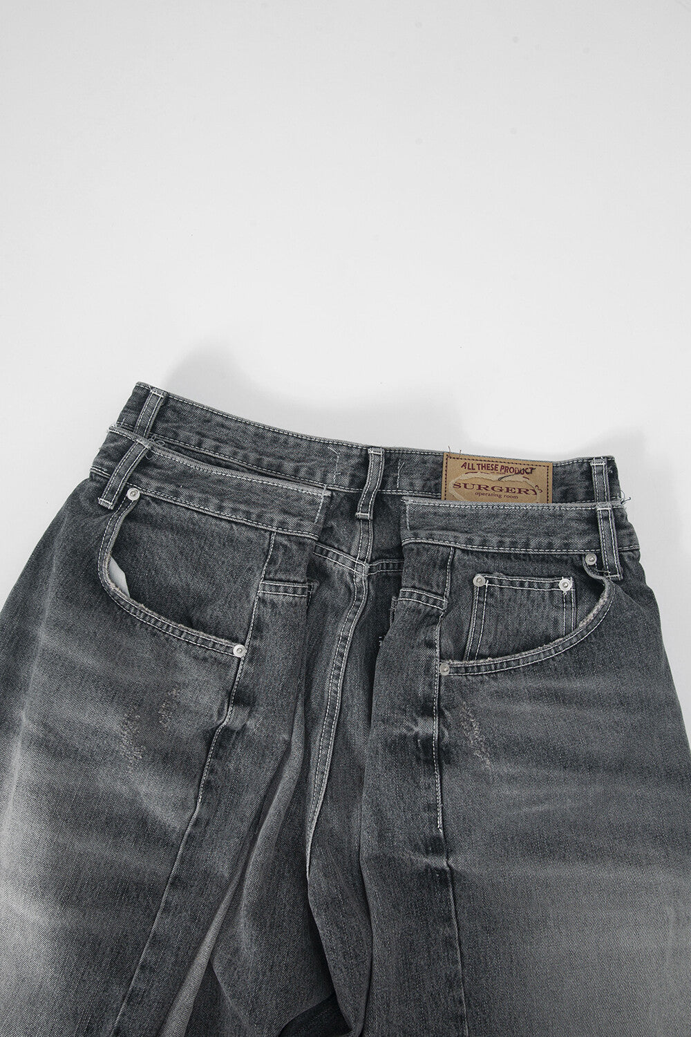 Surgery - Double Folding Over Wide Baggy Jeans (Grey Denim) product image 4 | TRAB K-Fashion Australia