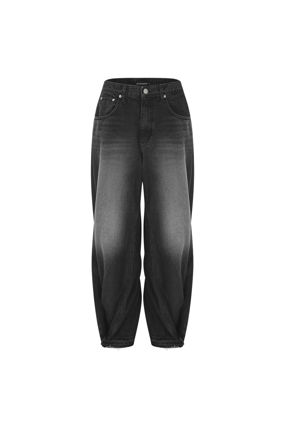 Surgery - Double Folding Over Wide Baggy Jeans (Black Denim) product image 1 | TRAB K-Fashion Australia
