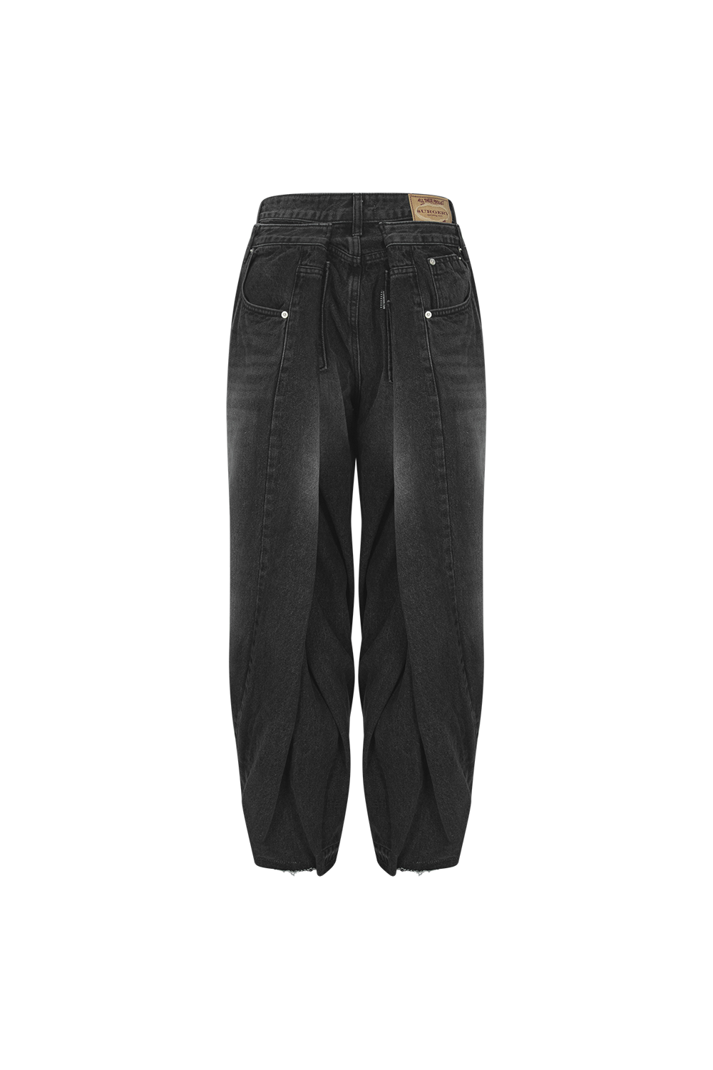 Surgery - Double Folding Over Wide Baggy Jeans (Black Denim) product image 2 | TRAB K-Fashion Australia