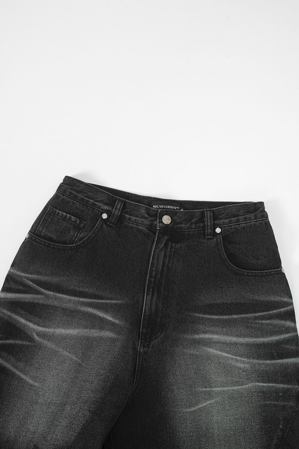 Surgery - Sutured Wide Denim Pants (Black) product image 3 | TRAB K-Fashion Australia