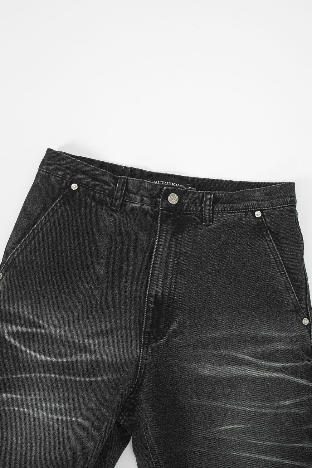 Surgery - Sutured Boot-cut Denim Pants (Black) product image 3 | TRAB K-Fashion Australia