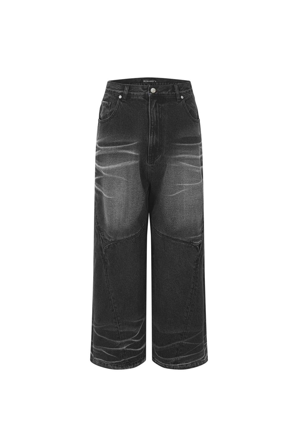 Surgery - Sutured Wide Denim Pants (Black) product image 1 | TRAB K-Fashion Australia
